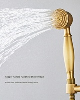Ensemble de robinetterie de douche de luxe à haute pression, économie d'eau, finition laiton antique, avec pommeau de douche supérieur 3 voies effet pluie et douchette à main