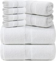 Ensemble de 8 serviettes de bain 100% coton, 500-600 GSM, coton éponge brodé, certifié Oeko-Tex, doux pour la peau, pour hôtel, maison, salle de sport, spa