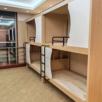 Lit superposé moderne en bois multicouche, type capsule spatiale, pour appartements étudiants, chambres d'hôtel capsule et auberges de jeunesse