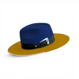 Blue Yellow Fedora <b>Hat</b> Black <b>Band</b> Unisex Adult Wool Blend Casual Party Travel <b>Hat</b> - Product Image 2