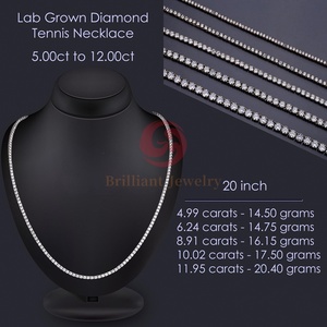 Wholesale 925 Sterling <strong>Silver</strong> Lab Grown Diamond Jewelry 10K 14K <strong>Solid</strong> Gold Lab Grown Diamond Tennis Chain <strong>Necklace</strong> - Product Image 3