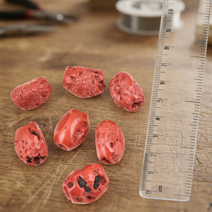 Cuentas de Vidrio Rosa Coral Hechas a Mano al por Mayor, Forma de Barril, para la Fabricación de Joyería (Paquete de 12), Calidad Premium - Product Image 2