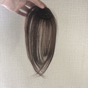 Extensions de cheveux Remy LONGFOR 8 pouces 3x4 pour femmes 4 #   Topper à <span class=keywords><strong>clip</strong></span> brun <span class=keywords><strong>clair</strong></span> avec <span class=keywords><strong>frange</strong></span> 3D 4 #   Franges 3D, extensions de cheveux de 8 pouces, 3x4 - Product Image 6