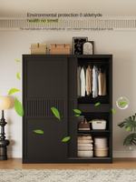 Armoire moderne en acier avec porte coulissante verrouillable, gain de place, autoportante, pour chambre, salle à manger, salon, avec grandes étagères de rangement