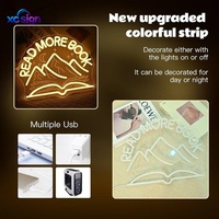 Décoration murale LED néon en forme de livre ouvert, montagne, lune et étoile, alimentée par USB, pour salles d'étude et espaces culturels