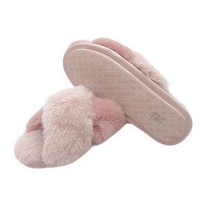 Scivoli in pelliccia a punta aperta in schiuma di memoria sfocata da <span class=keywords><strong>donna</strong></span> Slip on <span class=keywords><strong>scarpe</strong></span> da casa con cinturino incrociato Fuzzy House Slide pantofola - Product Image 4