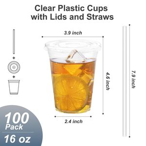 Vasos de Plástico Transparente Desechables al por Mayor con Logotipo Personalizado, de 12, 14, 16, 20, 24 y 32 oz, con Tapas y Pajitas, Resistentes y Seguros para Alimentos, para Café Helado - Product Image 2