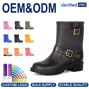 Bottes <span class=keywords><strong>de</strong></span> <span class=keywords><strong>pluie</strong></span> décontractées imperméables pour femmes, mi-mollet, en PVC léger, pour jardin et extérieur - Product Image 1