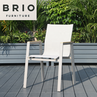 Chaise de salle à manger d'extérieur empilable moderne de luxe en gros, fauteuil en tissu sling et aluminium, vente chaude en usine, sièges de patio