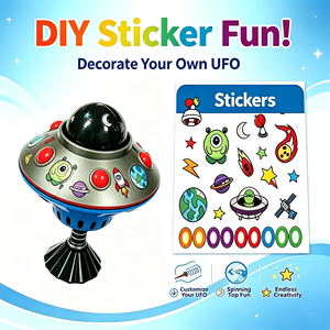 Factory New UFO Style Press Spinning Gyro Ball With Sticker Light up Stress Relief Spinner Press-and-Spin Fidget Spinner <b>Toy</b> - Product Image 3