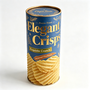 Luxury Christmas Rigid Round Tube Box for Gourmet Potato Chips Snack Food <b>Packaging</b> Custom <b>Printed</b> Manufacturer - Product Image 2