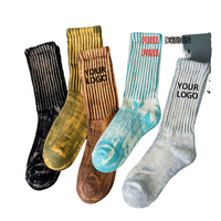 QIANGYI Chaussettes de sport personnalisées en gros, motif tie-dye tendance, respirantes, séchage rapide, anti-transpiration, avec logo personnalisé, collection Printemps