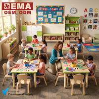 Table d'activités en bois massif EMA, pieds renforcés, table de jeu en bois pour enfants, pour une utilisation quotidienne intensive