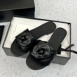 Summer New Beach Vacation One Word Open Toed Flat Bottom Outerwear Camellia <b>Slippers</b> for Women - Product Image 3