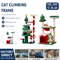 OEM & ODM Usine : Arbre à chat festif de Noël pour plusieurs chats, avec griffoir en corde de sisal et double maison pour chat