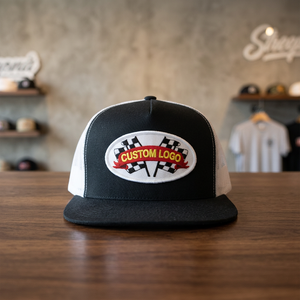 Casquette Trucker Personnalisée avec Logo, Maille Noire et Blanche, 6 Panneaux, Réglable, Snapback, Patch Brodé sur le Panneau Avant, Unisexe, Décontractée - Product Image 1