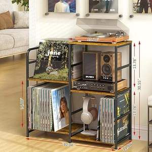 Soporte para <span class=keywords><strong>Tocadiscos</strong></span> de Vinilo de Cuatro Niveles, Metálico, Impermeable, Almacena Más de 300 Álbumes, Mueble de Almacenamiento para Sala de Estar - Product Image 5