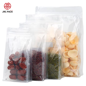 Trong Kho bán buôn rõ ràng tái sử dụng đứng lên túi với nắp kéo dây kéo cho thực phẩm <span class=keywords><strong>snack</strong></span> ngũ cốc đậu lưu trữ bao bì túi - Product Image 2