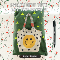 Nouveau sac seau en tricot de chat et de chien de dessin animé, sac à main tendance pour femmes, sac à main multifonctionnel en tricot, sac à main pour le shopping, sac à main mignon