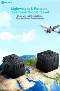Adaptador de Viaje Mundial COTECi OEM ODM 70W GaN <span class=keywords><strong>3</strong></span> Tomas de Corriente Alterna, <span class=keywords><strong>3</strong></span> Salidas, 2 USB, <span class=keywords><strong>3</strong></span> Puertos Tipo-C, Adaptador de Enchufe Universal - Product Image 3