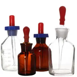 Frasco cuentagotas de vidrio británico transparente/ámbar 30/60/125ml uso dental/cosmético/laboratorio químico