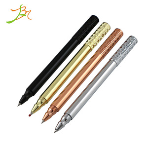 Stylo bille BuFan en laiton électroplaqué gravé, en stock, avec anneau doré, design apaisant, pointe <span class=keywords><strong>aiguille</strong></span> 1,0 mm, encre noire, pour bureau et école - Product Image 5