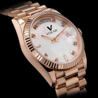 Classique Bande En Acier Inoxydable Étanche Perle Cadran Calendrier Date Relogio Masculinos De Luxo Personnalisable Montres À Quartz