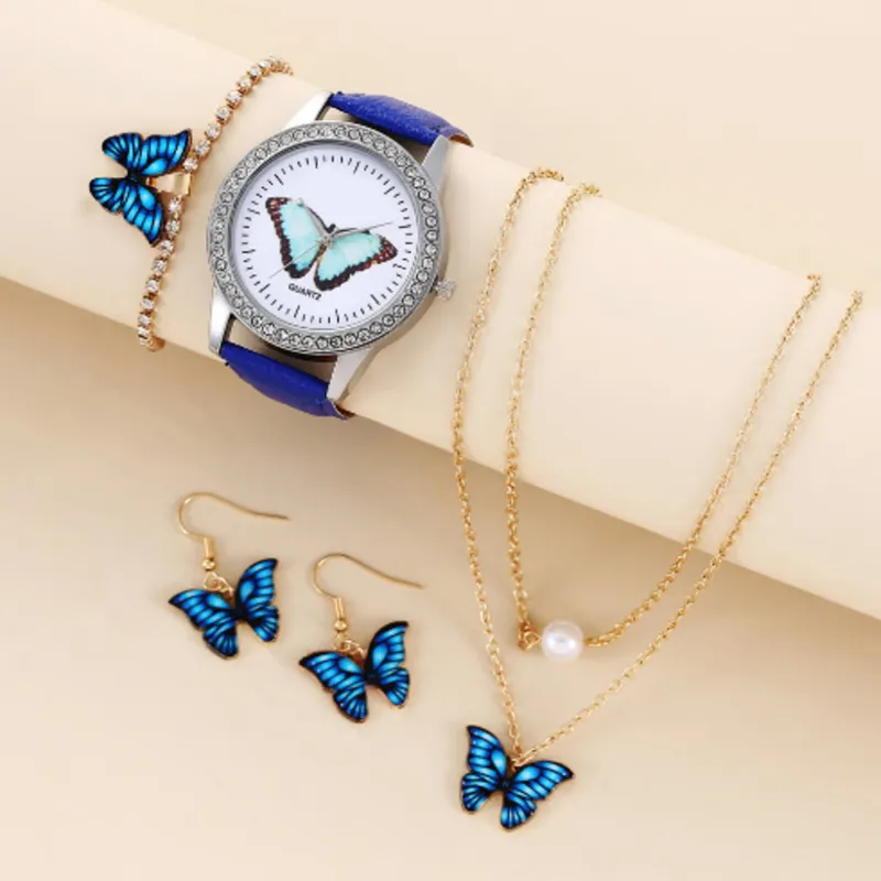Relógio feminino Relógio de quartzo com disco de diamante borboleta cinto inferior