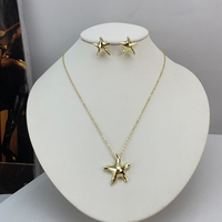 Ensemble de bijoux en métal étoile de mer 3D brillant pour femmes, collier et boucles d'oreilles, accessoire de luxe simple KY25141