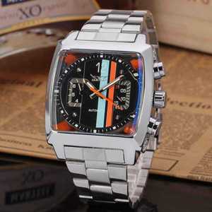 JARAGAR 569 da uomo <span class=keywords><strong>orologi</strong></span> meccanici automatici moda Design retrò data settimana impermeabile in acciaio <span class=keywords><strong>quadrante</strong></span> <span class=keywords><strong>quadrato</strong></span> orologio da polso da uomo - Product Image 5