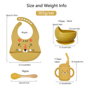 Ensemble de Repas en Silicone pour Enfants Vente en Gros Sans BPA Bol Alimentaire Bavoir Animal et Tasses avec Cuillère en Bois et Silicone - Product Image 3