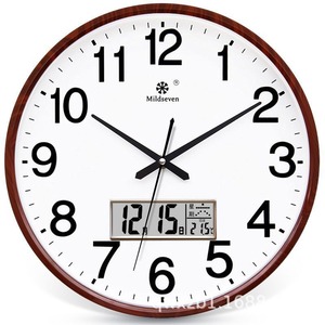 Round <b>Silent</b> Quartz Wall <b>Clock</b> LCD Display Calendar Temperature Analog Digital Hanging <b>Clock</b> for Living Room - Product Image 3