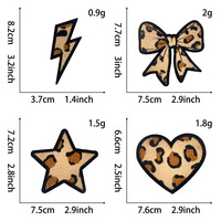 Appliques brodées thermocollantes en chenille à imprimé léopard, formes cœur, étoile, nœud et éclair, pour vêtements western