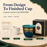 Tasse à café en céramique turque islamique traditionnelle, motif marocain élégant, fabrication OEM ODM, marque d'usine, soucoupe de l'Aïd pour hôtel, souvenir