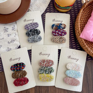 新款毛绒秋冬儿童手工编织bb夹七彩线韩版甜美针织发夹 - Product Image 4