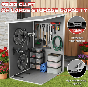 <span class=keywords><strong>Caseta</strong></span> de Almacenamiento Exterior de Resina para Jardín, con Techo Inclinado y Base Reforzada, de Plástico Gris con Puerta con Cerradura para Patio Trasero - Product Image 4