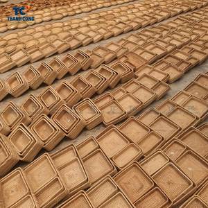 Hot New 2024 fait à la main rond bambou et canne plateau avec poignées artisanat rotin plateau de service pour la décoration - Product Image 5