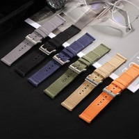 Bracelet de montre en toile de nylon de luxe 18mm 20mm 22mm, tissu denim kaki, bracelet de remplacement à libération rapide pour montre connectée homme