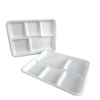 Plateau alimentaire jetable en pulpe de bagasse de canne à sucre, compostable et biodégradable, à 5 compartiments, pour la restauration