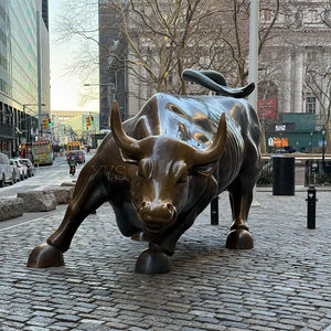 Statue de taureau de Wall Street grandeur nature en <span class=keywords><strong>bronze</strong></span>, sculpture d'animal en laiton pour jardin extérieur, produit artisanal en métal - Product Image 2