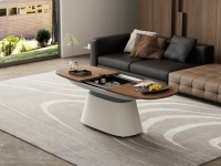 Mesa de centro con base metálica deslizante inteligente para sala de estar moderna, mesa de centro ajustable con control remoto