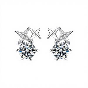 GRA Certified 60 Point Round Cut <b>Moissanite</b> Stud <b>Earrings</b> 925 Sterling Silver Rhodium Platinum Plated Fashion Jewelry for women - Product Image 4