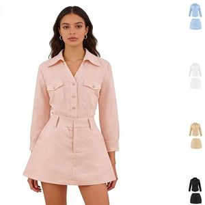 Women Custom Sexy Summer Soft Terry Towel Cloth <b>Suit</b> Loungewear Top <b>Button</b> Down Crop Shirt Beach Skirt 2-pieces Sets - Product Image 1