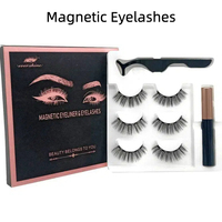 Fournisseur en gros – Lot de 3 paires de faux cils magnétiques naturels en poils synthétiques avec pince en acier inoxydable