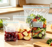 Groothandel PE Ziplock voedselbewaarzakjes transparant herbruikbaar diepvrieszakjes met datumlabel voor fruit groente keukenopbergruimte