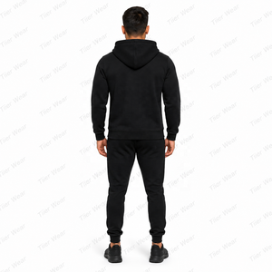 <b>Men's</b> Full Zip Hoodie <b>Black</b> Cotton Fleece Regular Fit Casual Hooded <b>Sweatshirt</b> with Front Pocket and Logo Print Zipper Hoodies - Product Image 4