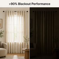 Rideaux occultants Deconovo couleur unie, largeur 200 cm x longueur 178 cm, beige, 1 pièce, Grade 1, élégant, séparateur de pièce, 100 % mousse à mémoire de forme