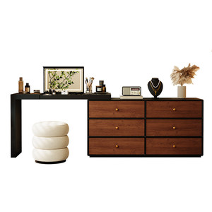 NKOL Modern <b>Makeup</b> <b>Vanity</b> Desk With Lighted Mirror Storage Drawers Bedroom Furniture Solid Wood Design - Product Image 5