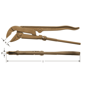 Llave de tubo a prueba de chispas de 45 °, modelo sueco, 530 mm de longitud, CRV, acero, aleación de carbono, aplicación industrial, OEM, métrica personalizable - Product Image 1