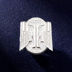 Anillo de cóctel de lujo chapado en rodio de plata 925 con moissanita, diseño de alas, engaste pavé, unisex, para boda o compromiso - Product Image 3